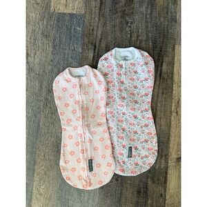 SwaddleMe by Ingenuity Pod 2 Pack Pink Floral Newborn 0-2 Months Zip Up Swaddle